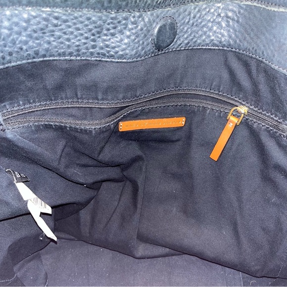 $468 Marc by Marc Jacobs Black Pebble Leather Two-Way Tote w/ Brown Trim - Picture 10 of 14